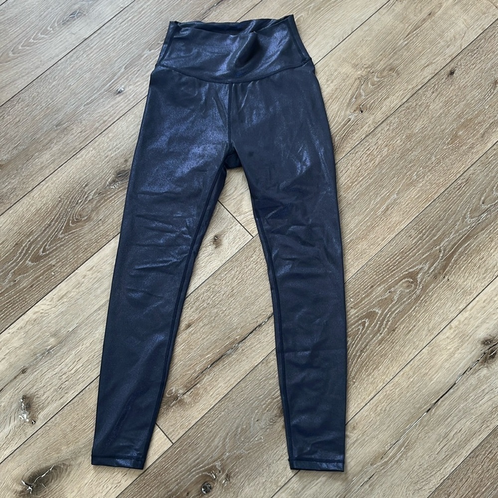 Allfenix Blue Shimmer 7/8 Length Leggings High Rise